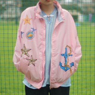 Anchor nylon zip jacket pink