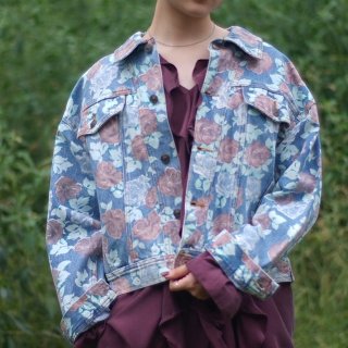 Flower print denim jacket