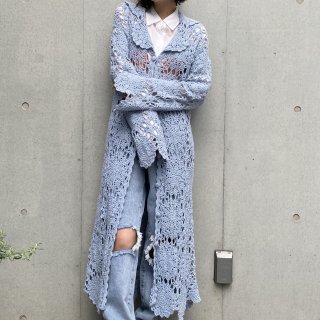 Crochet knit long cardigan