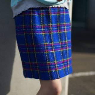Blue tartan check mini skirt