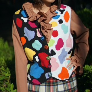 Colorful cow knit vest