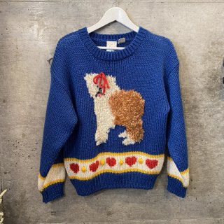 Dog heart blue knit sweater