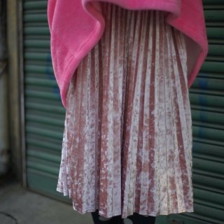 Velour pleats pink skirt