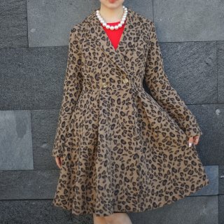 Leopard dress wool coat