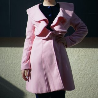 Frill collar pink coat