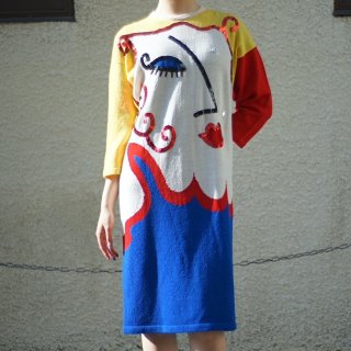 80's special face knit dress