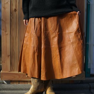 Vintage brown leather long skirt 