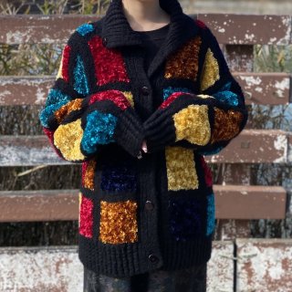 Colorful Blocking knit jacket