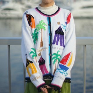 Colorful tent cotton knit cardigan