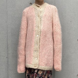 Vintage mohair knit cardigan baby pink