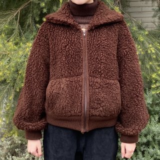 Vintage Brown knit zip jacket