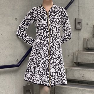 Monotone leopard zip mini dress