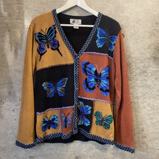 Butterfly cotton knit cardigan