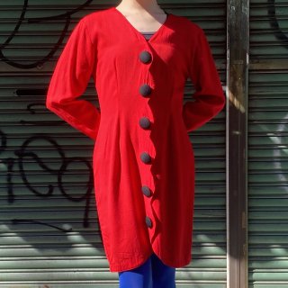 80's scallop cut red dress