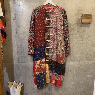 Flower patchwork China button coat