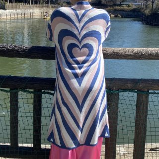 3D heart long knit cardigan