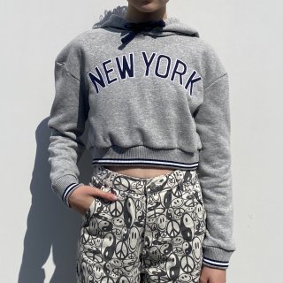 NY cropped hoodie gray
