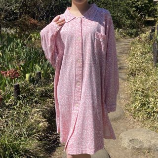 Pink leaf pajama shirt dress
