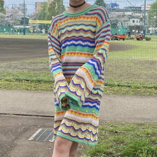Colorful crochet knit dress