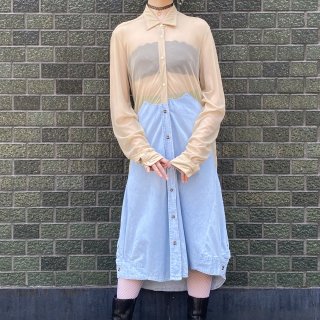 <img class='new_mark_img1' src='https://img.shop-pro.jp/img/new/icons11.gif' style='border:none;display:inline;margin:0px;padding:0px;width:auto;' />See-through & denim design dress