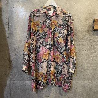 see-through flower big shirt