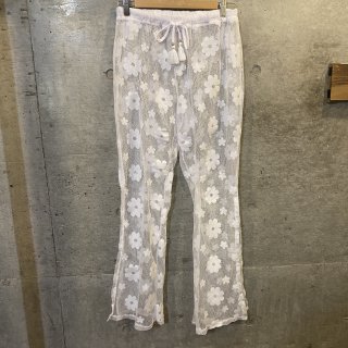 Flower mesh flare pants