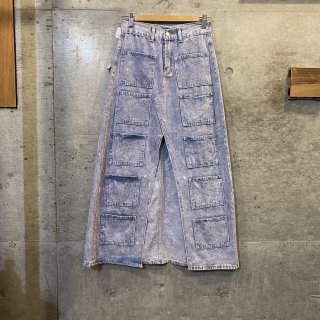 Chemical denim pocket skirt