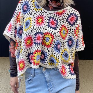 Crochet knit wide top