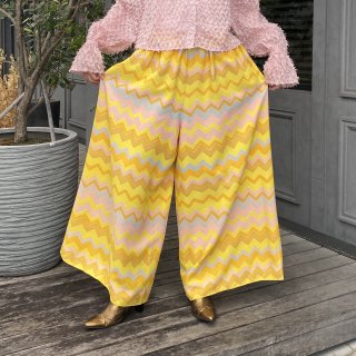 70'S zigzag border wide pants