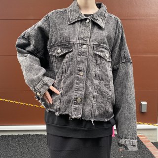 Black chemical denim big jacket