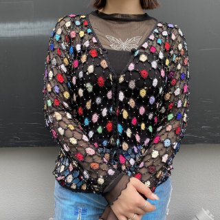 Colorful crochet ami ami cardigan