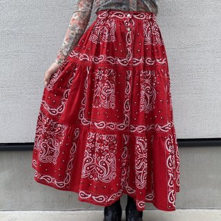 Paisley front button long skirt