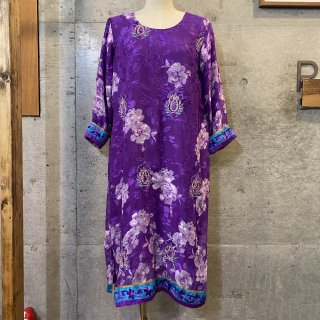 Ethnic flower purple dress