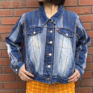 2Tone stitch denim wide jacket