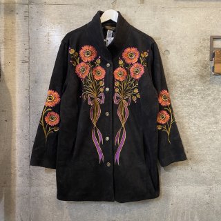 Fleece flower embroidery jacket