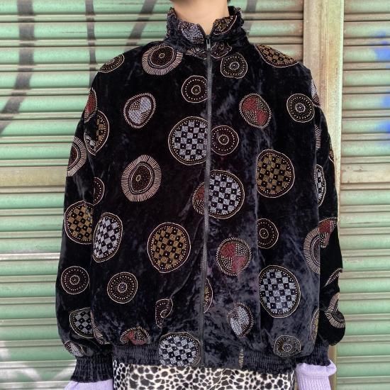 ジャケット・アウター round collar velour zip jacket Velour circle zip blouson - PUNK CAKE