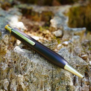 【黒檀材】ゴールド金具の木軸ボールペン（三菱鉛筆ジェットストリーム 0.5mm付き）
