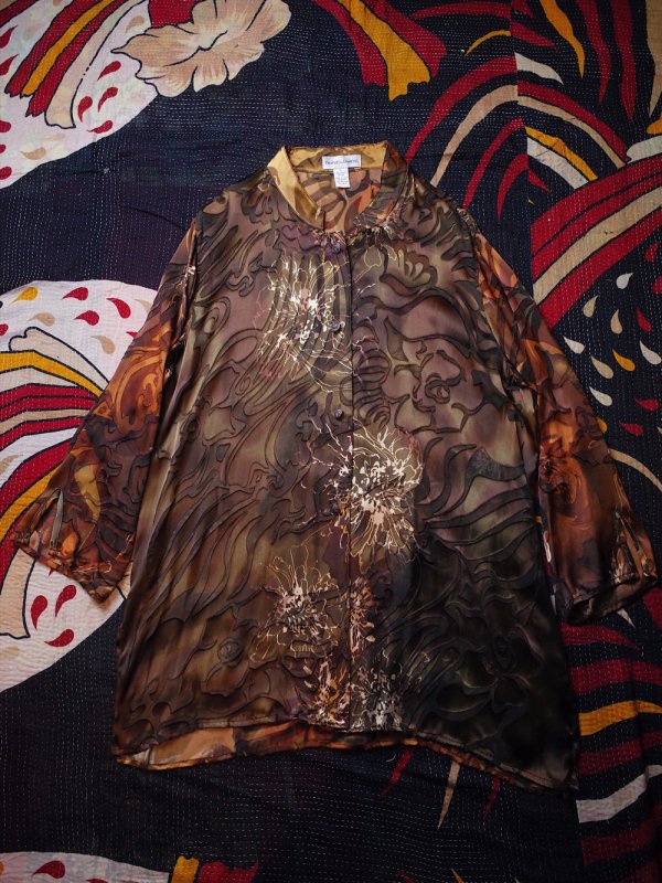 Abstract Rayon/Silk China Shirt