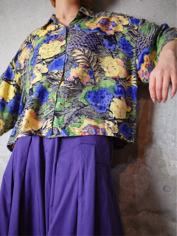 Bijou  Flower Art Rayon Shirt