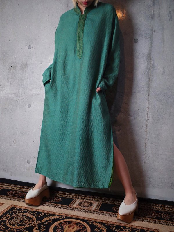 Beautiful Green Embroidery  Jacquard Dress