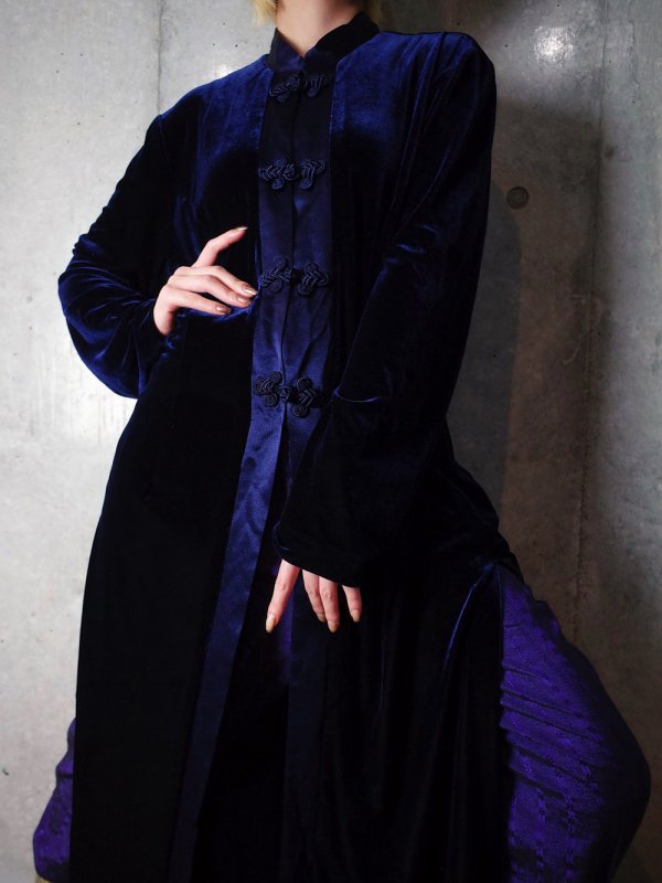 Deep Navy Velvet China Gown