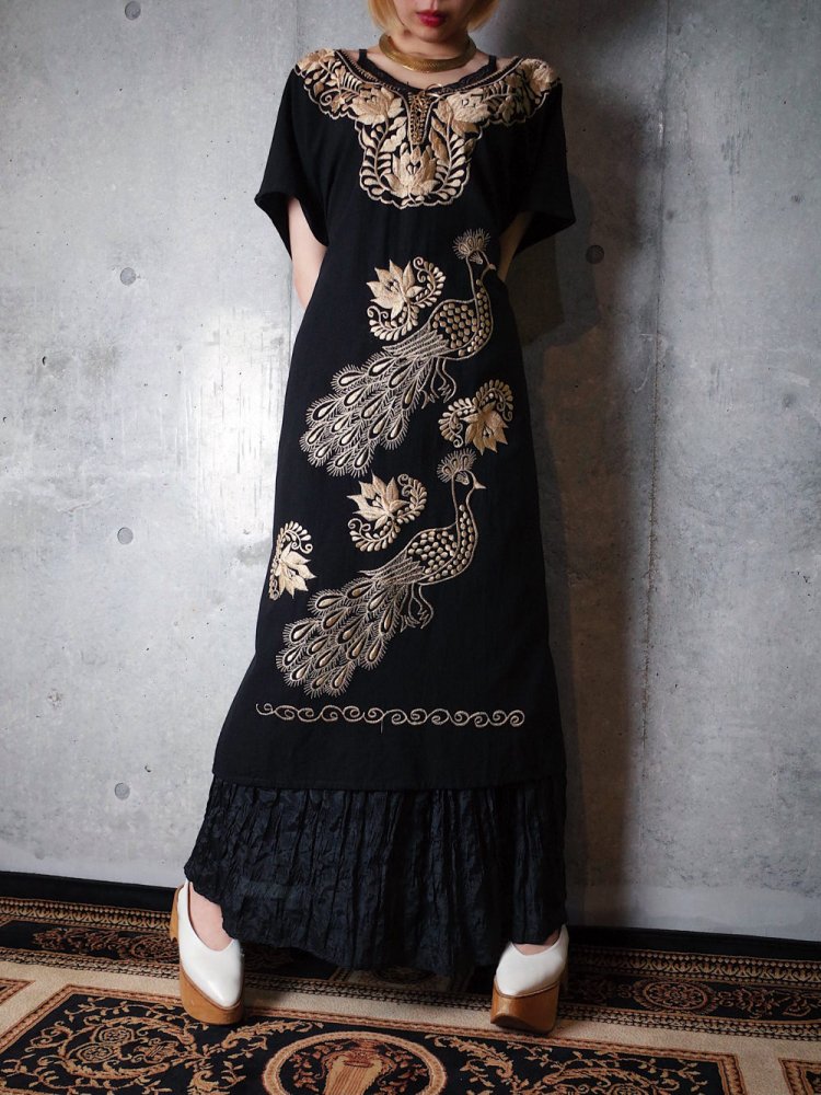 Peacock Embroidery Dress