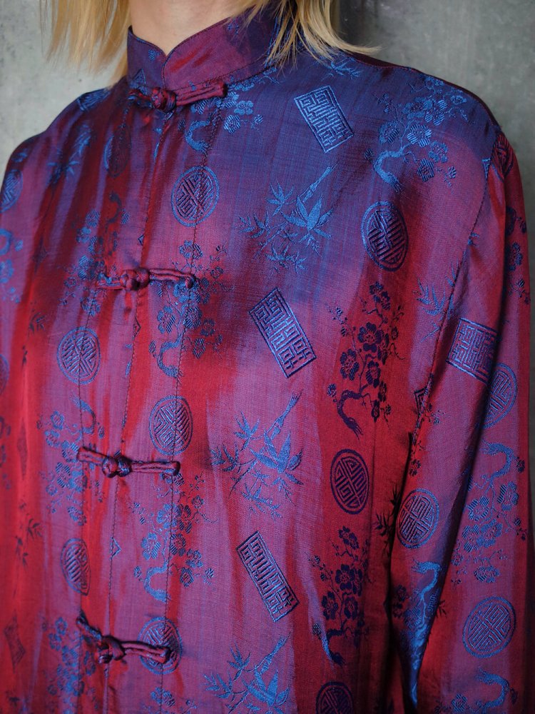 Iridescent BlueRed Long China Shirt c.1960s