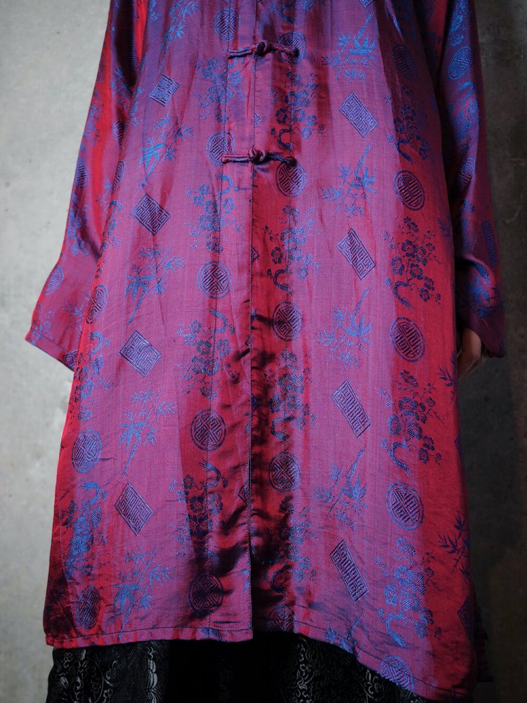 Iridescent BlueRed Long China Shirt c.1960s