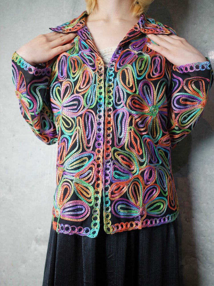 Neon Code Embroidery Mesh Jacket