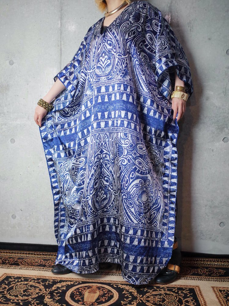 Blue Arabesque Art Kaftan Dress