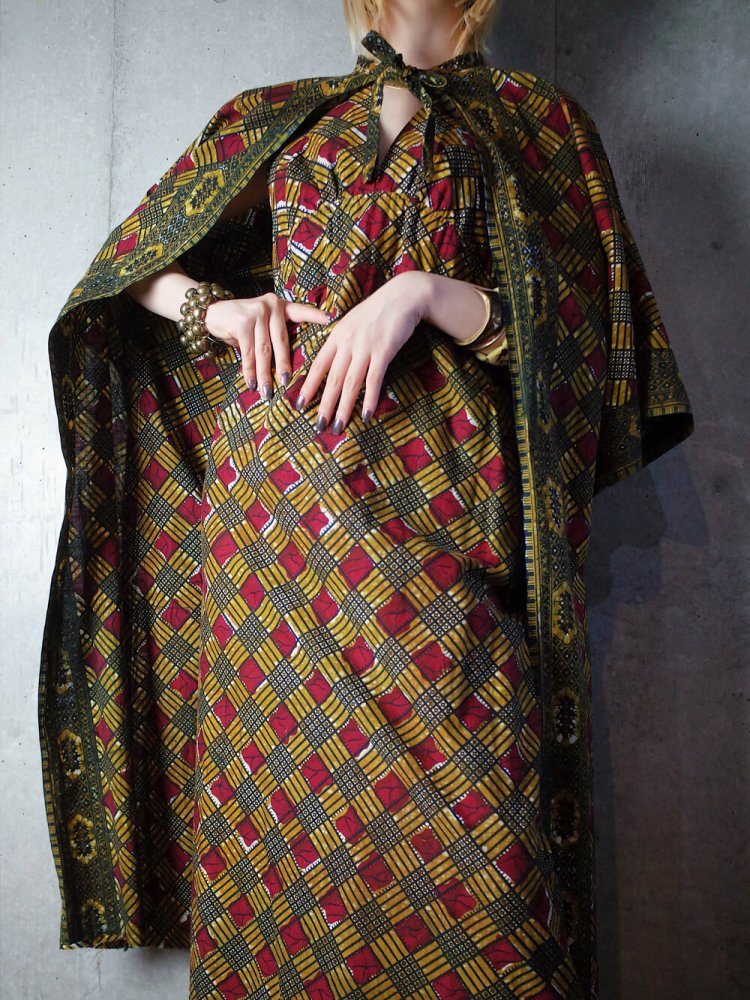African Batik Gown & Halterneck Dress Set up