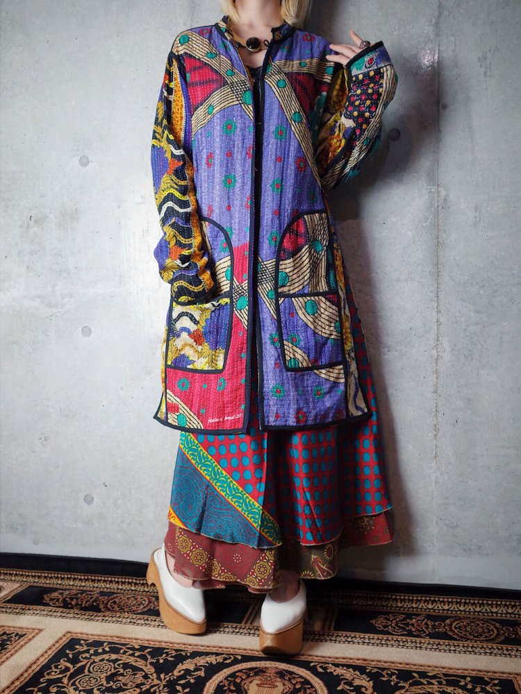 Ȼɻҡ Hand Quilt Long Jacket Reversible c.1960-70s