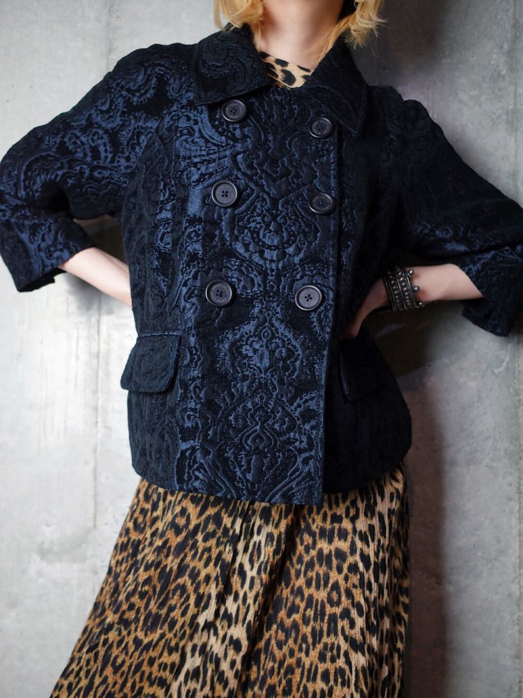 Deep Navy Arabesque Woven Jacket