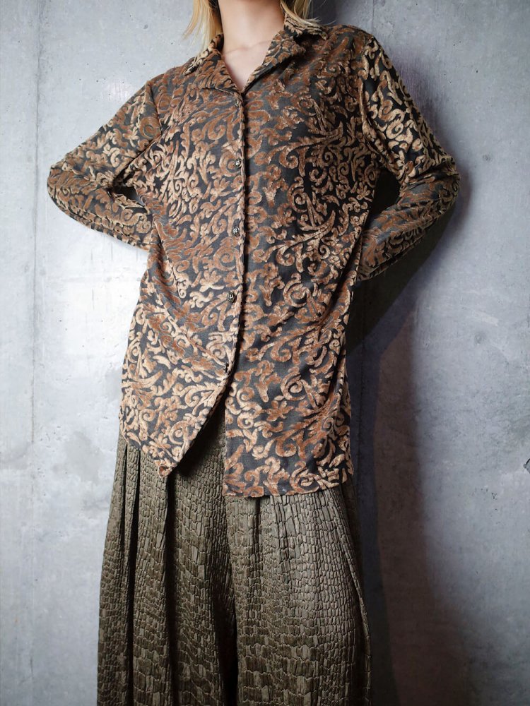 Gold Arabesque Velvet Shirt